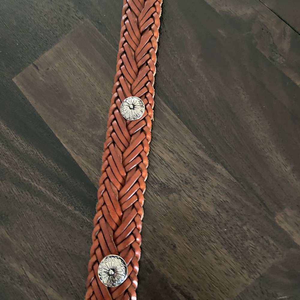Talbots Brown Braided Leather Weatern vintage 90s Belt women's small - Picture 10 of 10